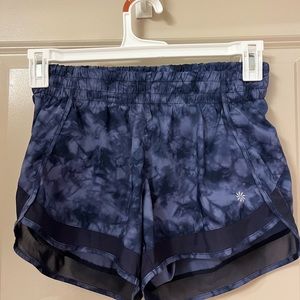 Athleta mesh running shorts blue tie dye xs